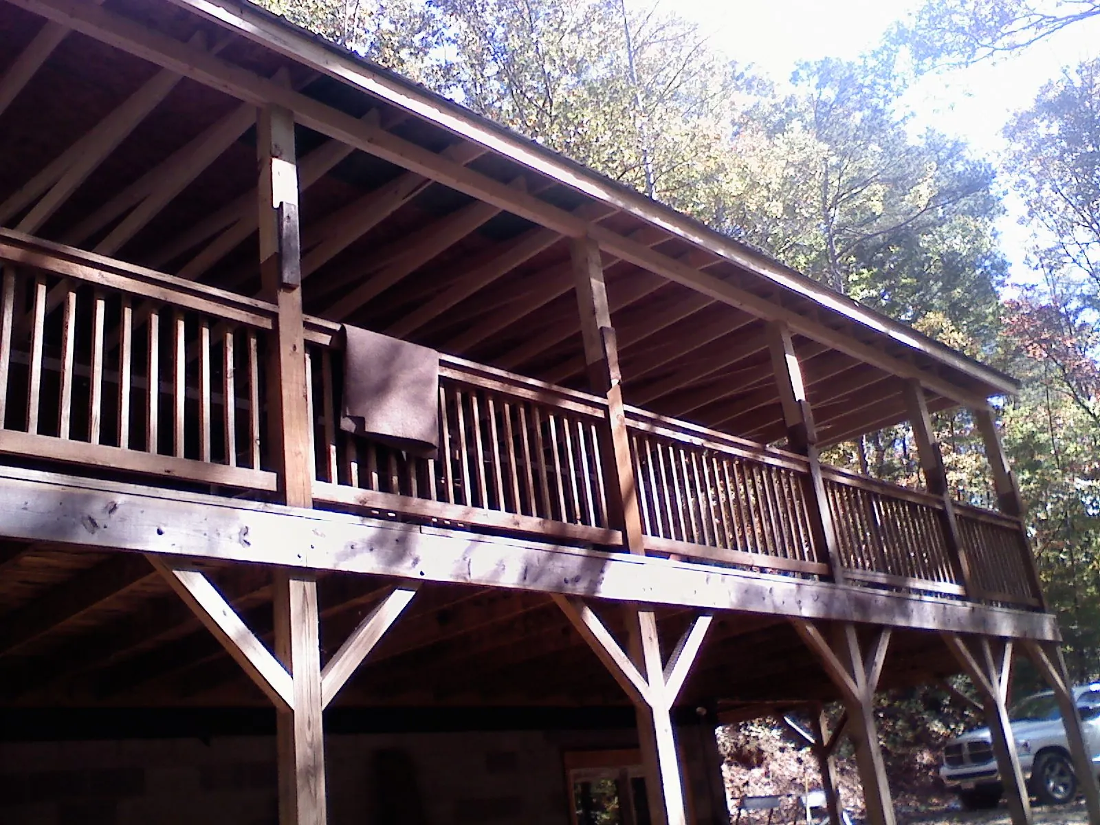 Timber framing under a new elevated porch and deck — Roof Leak Repair in Carson City by Roofing Brothers